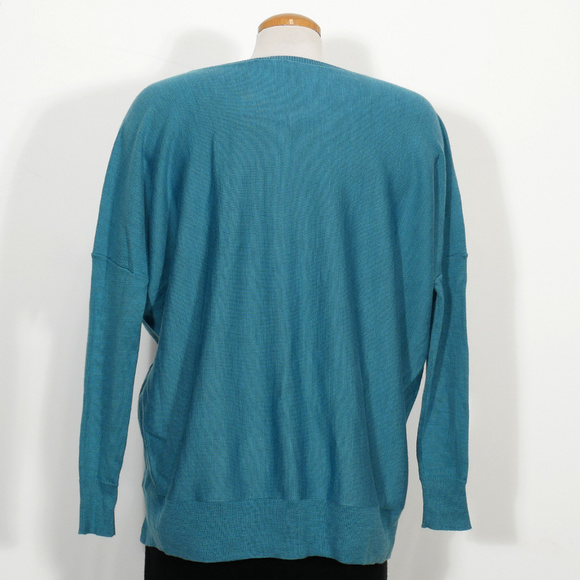 Blue Fine Merino Wool Jersey Box Sweater XS - Picture 3 of 3